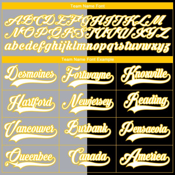 Custom Black Yellow Gray-White Split Fashion Hockey Lace Neck Jersey