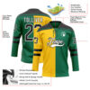 Custom Kelly Green Black Yellow-White Split Fashion Hockey Lace Neck Jersey