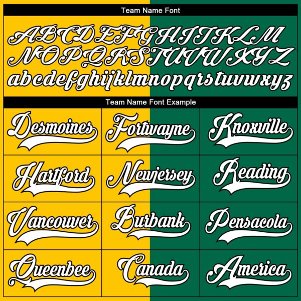 Custom Kelly Green Black Yellow-White Split Fashion Hockey Lace Neck Jersey