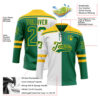 Custom Kelly Green Gold-White Split Fashion Hockey Lace Neck Jersey