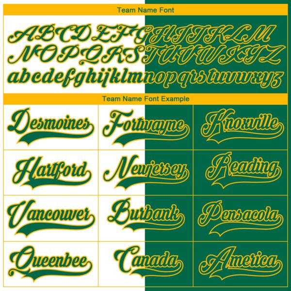 Custom Kelly Green Gold-White Split Fashion Hockey Lace Neck Jersey