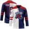 Custom Navy Red-White Split Fashion Hockey Lace Neck Jersey