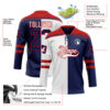 Custom Navy Red-White Split Fashion Hockey Lace Neck Jersey