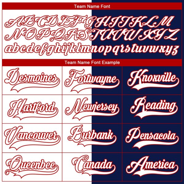 Custom Navy Red-White Split Fashion Hockey Lace Neck Jersey