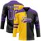 Custom Black Purple Yellow-White Split Fashion Hockey Lace Neck Jersey