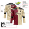 Custom Cream Crimson-Black Split Fashion Hockey Lace Neck Jersey