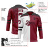 Custom Crimson Black-White Split Fashion Hockey Lace Neck Jersey