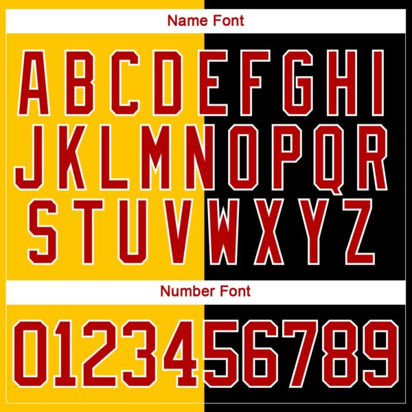 Custom Black Red Yellow-White Split Fashion Hockey Lace Neck Jersey