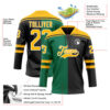 Custom Black Gold Kelly Green-White Split Fashion Hockey Lace Neck Jersey