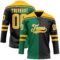 Custom Black Gold Kelly Green-White Split Fashion Hockey Lace Neck Jersey