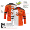 Custom Orange Black-White Split Fashion Hockey Lace Neck Jersey