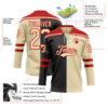 Custom Cream Black-Red Split Fashion Hockey Lace Neck Jersey