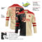 Custom Cream Black-Red Split Fashion Hockey Lace Neck Jersey