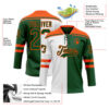 Custom Green Orange-White Split Fashion Hockey Lace Neck Jersey