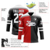 Custom Black White Red-Gray Split Fashion Hockey Lace Neck Jersey
