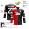 Custom Black White Red-Gray Split Fashion Hockey Lace Neck Jersey
