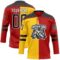 Custom Red Black Yellow-White Split Fashion Hockey Lace Neck Jersey
