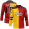 Custom Red Black Yellow-White Split Fashion Hockey Lace Neck Jersey