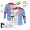 Custom Light Blue Red-White Split Fashion Hockey Lace Neck Jersey