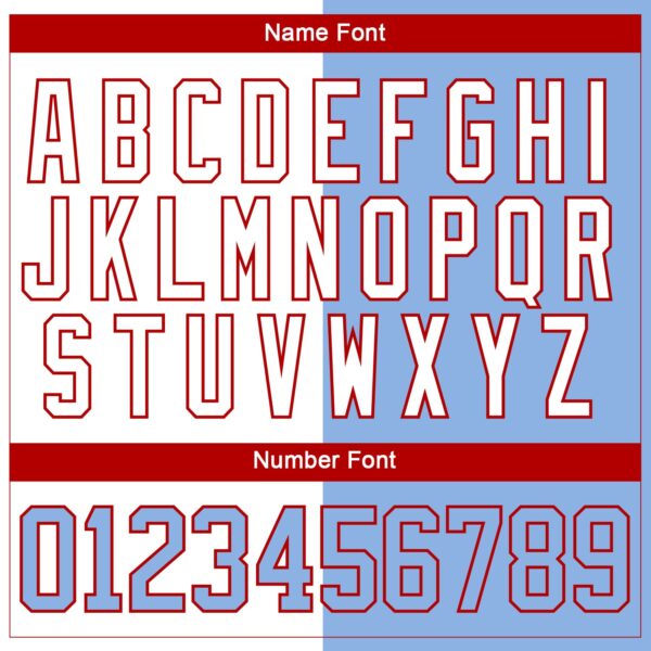 Custom Light Blue Red-White Split Fashion Hockey Lace Neck Jersey