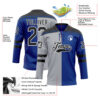 Custom Royal Black Gray-White Split Fashion Hockey Lace Neck Jersey