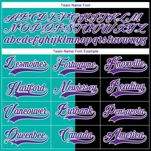 Custom Black Purple Aqua-White Split Fashion Hockey Lace Neck Jersey