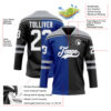 Custom Black White Royal-Gray Split Fashion Hockey Lace Neck Jersey