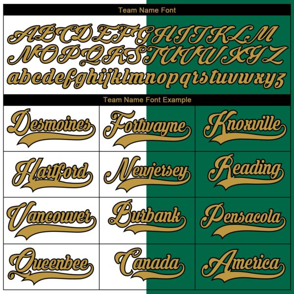 Custom Kelly Green Old Gold Black-White Split Fashion Hockey Lace Neck Jersey