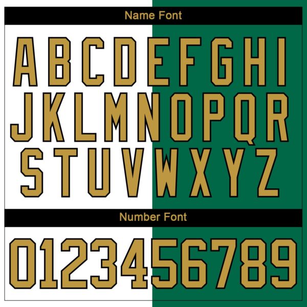 Custom Kelly Green Old Gold Black-White Split Fashion Hockey Lace Neck Jersey