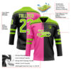 Custom Black Neon Green Pink-White Split Fashion Hockey Lace Neck Jersey