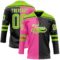 Custom Black Neon Green Pink-White Split Fashion Hockey Lace Neck Jersey