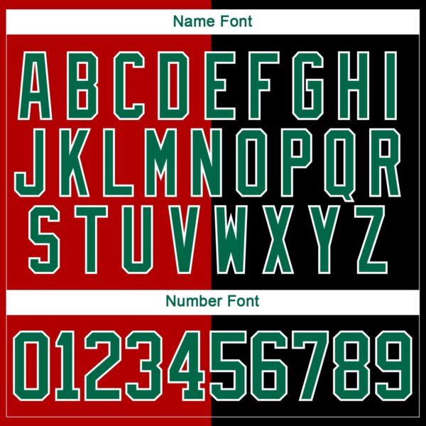 Custom Black Kelly Green Red-White Split Fashion Hockey Lace Neck Jersey