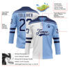 Custom Light Blue Navy-White Split Fashion Hockey Lace Neck Jersey