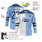 Custom Light Blue Navy-White Split Fashion Hockey Lace Neck Jersey