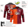 Custom Crimson White Orange-Black Split Fashion Hockey Lace Neck Jersey
