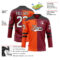 Custom Crimson White Orange-Black Split Fashion Hockey Lace Neck Jersey