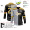 Custom Black Old Gold Gray-White Split Fashion Hockey Lace Neck Jersey