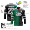 Custom Black Gray Kelly Green-White Split Fashion Hockey Lace Neck Jersey