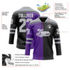 Custom Black Gray Purple-White Split Fashion Hockey Lace Neck Jersey