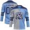 Custom Powder Blue Navy Gray-White Split Fashion Hockey Lace Neck Jersey
