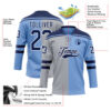 Custom Powder Blue Navy Gray-White Split Fashion Hockey Lace Neck Jersey