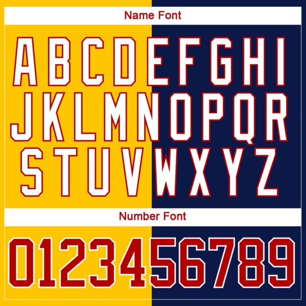 Custom Navy Red Yellow-White Split Fashion Hockey Lace Neck Jersey