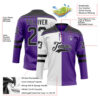 Custom Purple Black Gray-White Split Fashion Hockey Lace Neck Jersey