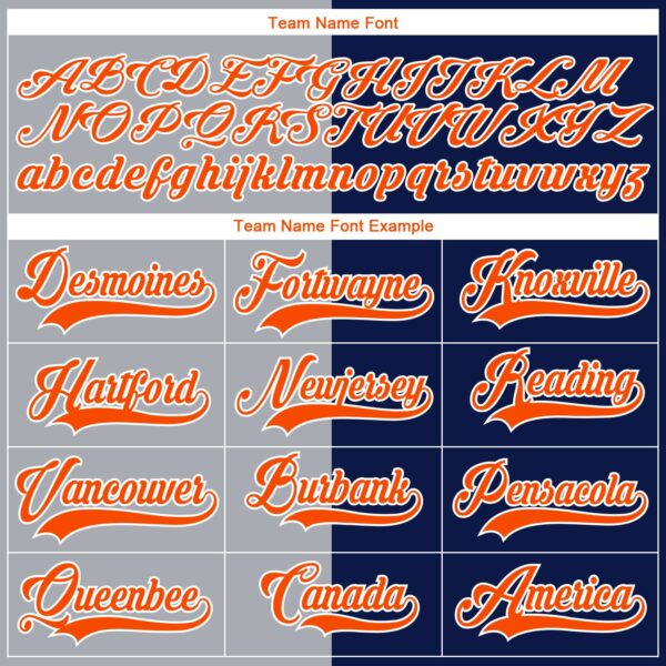 Custom Navy Orange Gray-White Split Fashion Hockey Lace Neck Jersey