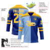 Custom Royal Gold Light Blue-White Red-Royal Split Fashion Hockey Lace Neck Jersey