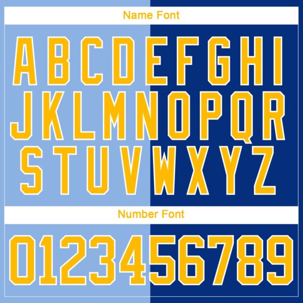 Custom Royal Gold Light Blue-White Red-Royal Split Fashion Hockey Lace Neck Jersey