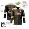 Custom Black Vintage USA Flag Olive-Cream Split Fashion Hockey Lace Neck Jersey