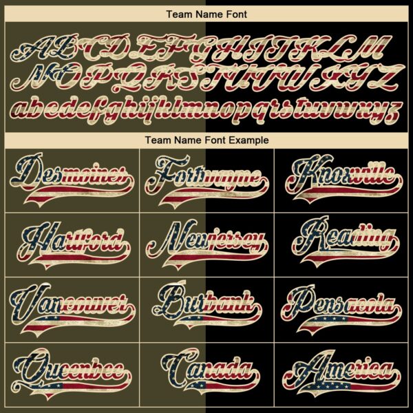 Custom Black Vintage USA Flag Olive-Cream Split Fashion Hockey Lace Neck Jersey