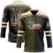 Custom Black Vintage USA Flag Olive-Cream Split Fashion Hockey Lace Neck Jersey