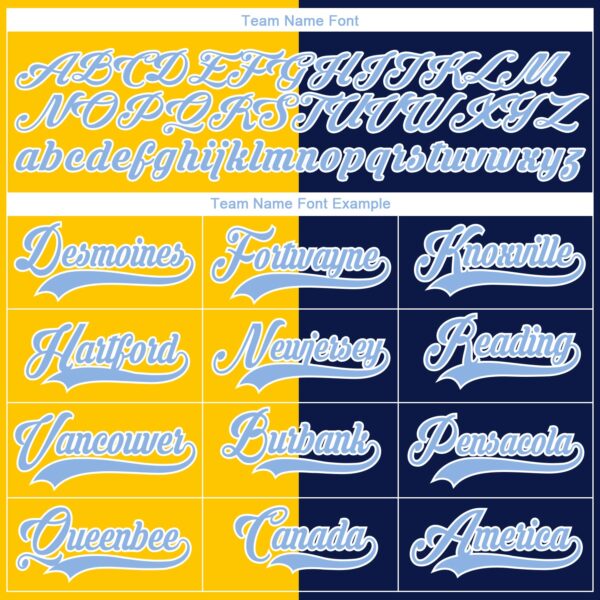 Custom Navy Light Blue Yellow-White Split Fashion Hockey Lace Neck Jersey